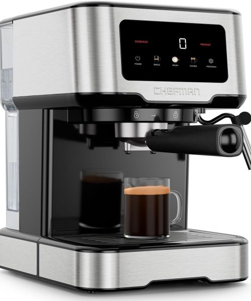 Chefman CraftBrew Espresso Machine, 15-Bar Pump Digital Espresso Maker w/Steam Wand for Latte & Cappuccino