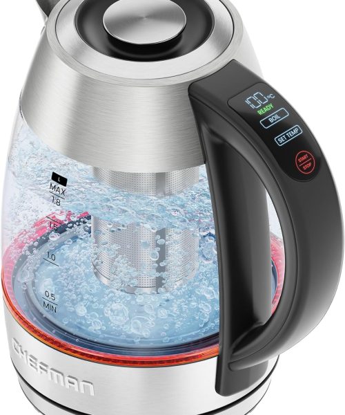 CHEFMAN Lightning High-Powered Electric Kettle. 1.8L 1750W. Rapid Boil 2 Cups in 2 Minutes.